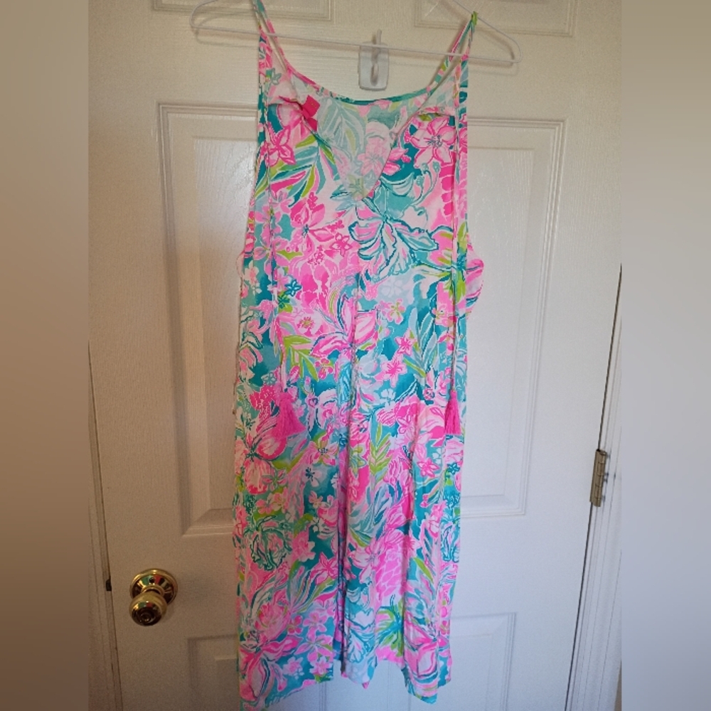 Lilly Pulitzer Pink & Teal Floral Slip Dress - Picture 2 of 6